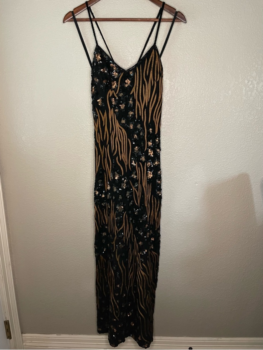 Cassandra Stone 10 Black Silk Beaded Formal Prom Fairy Dress Gown 90s Y2K 2000s